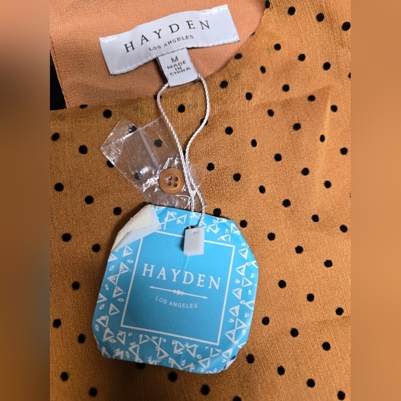 Hayden Brown/Black Polka Dot Ruffle Blouse Size Medium NWT - Picture 4 of 4